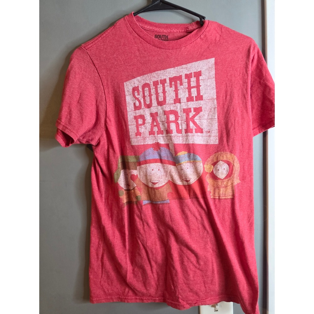 South Park Graphic T-Shirt Mens Small Red Heather Stan Kyle Cartman Kenny 2020